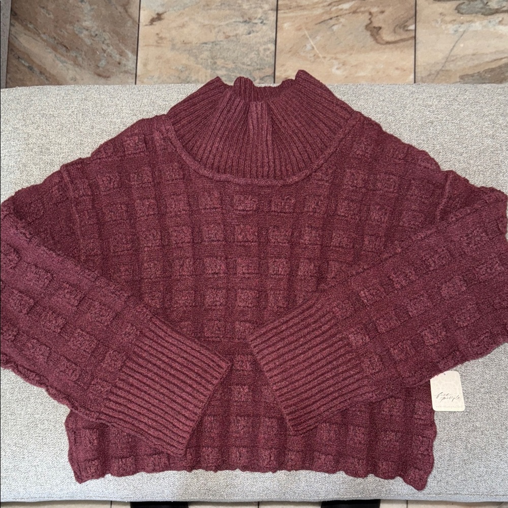 FREE PEOPLE Cozy Burgundy Turtleneck Sweater